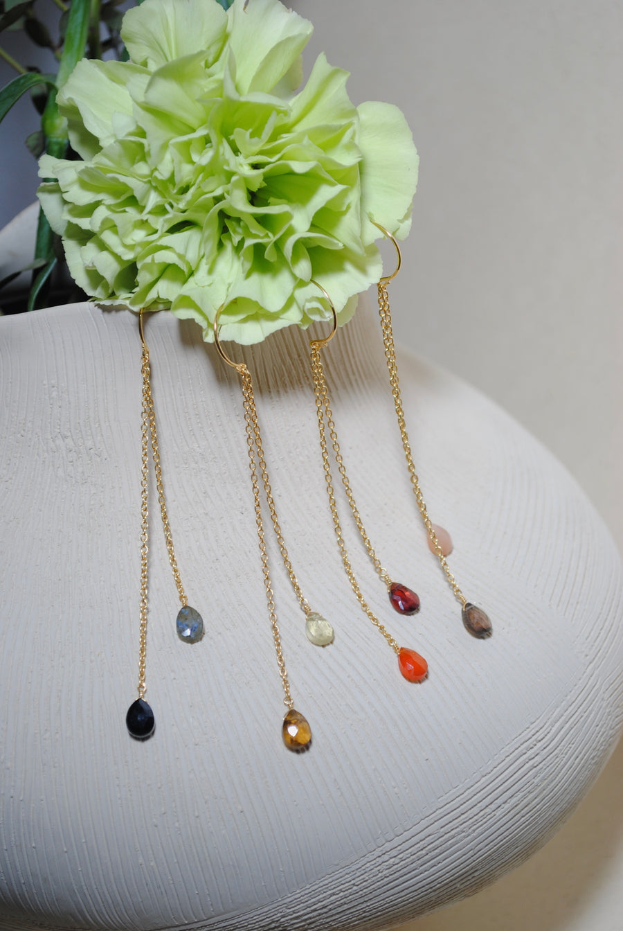 (レモンクオーツ&ウィスキークオーツ/gold) fancy swing earring