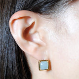 (ミルキーアクアマリン/gold) rope around square pierce