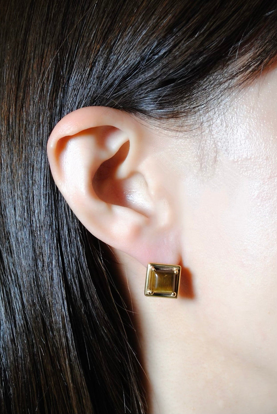 (タイガーアイ/gold) rope around square pierce