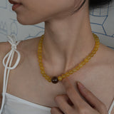 【予約販売】(イエロージェード/スモーキークオーツ) playful rosary necklace