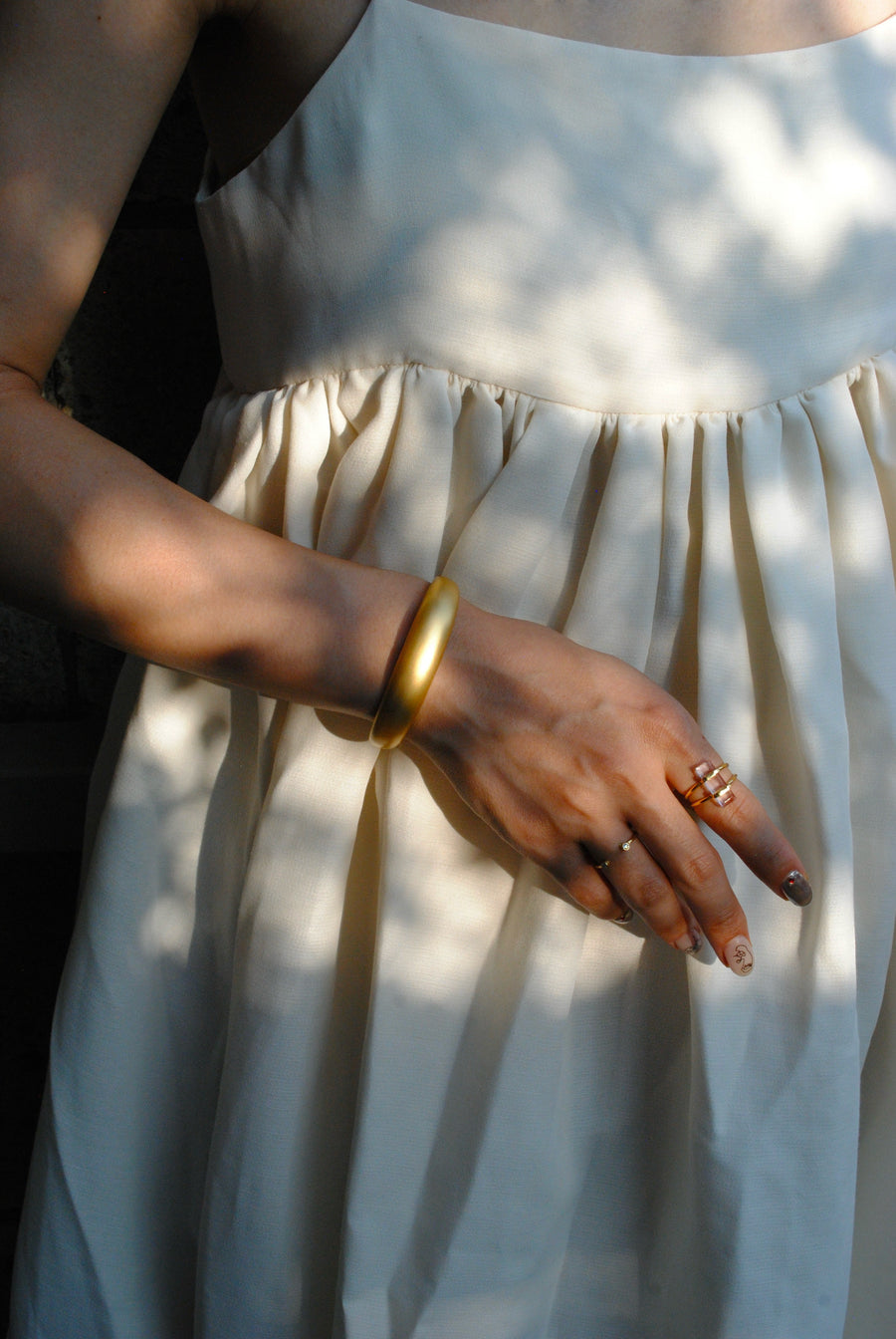 (Pink amethyst/gold) rect bandage ring