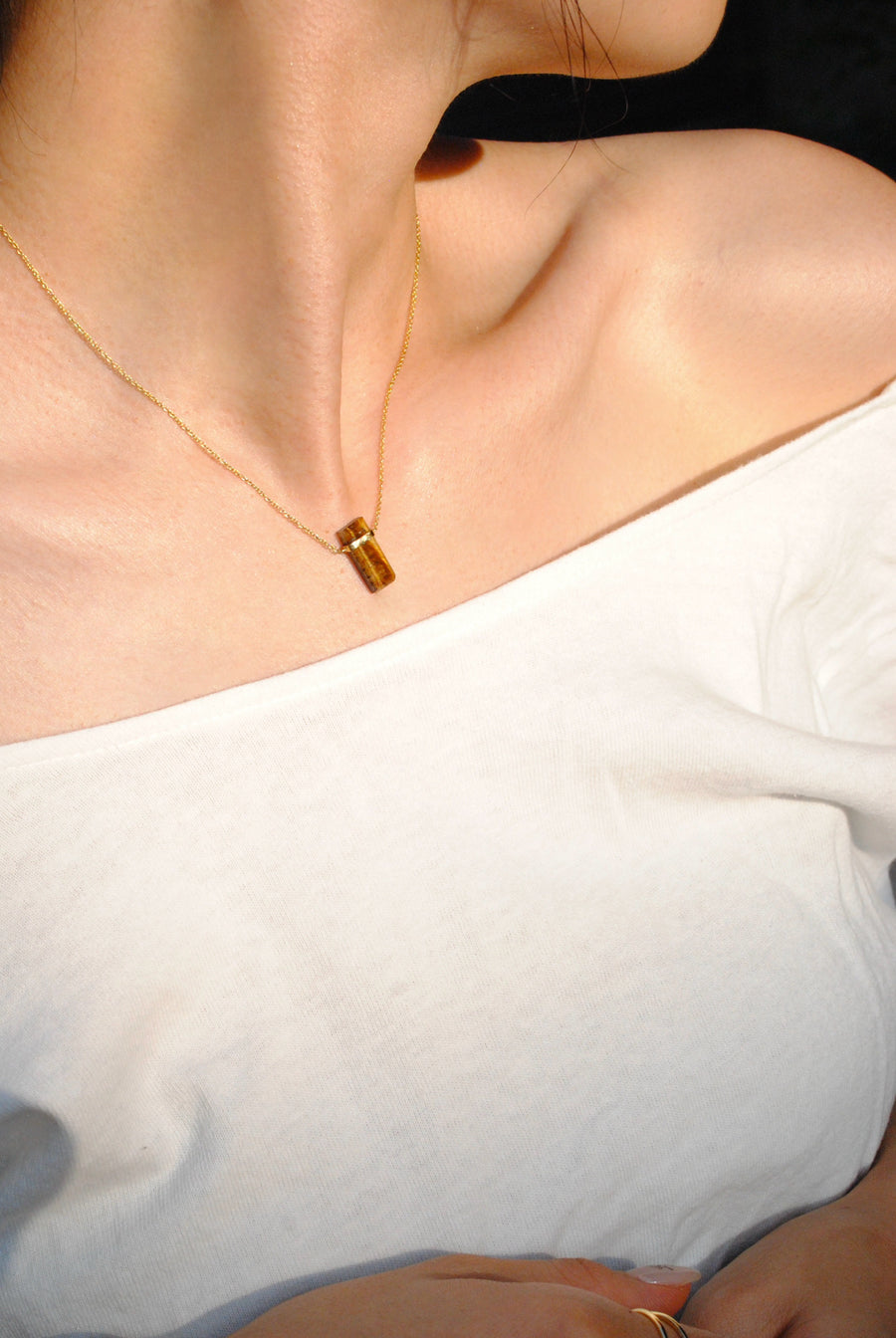 (タイガーアイ/gold) rect bandage necklace