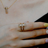 (ゴールデンルチルインクオーツ/) rect bandage ring