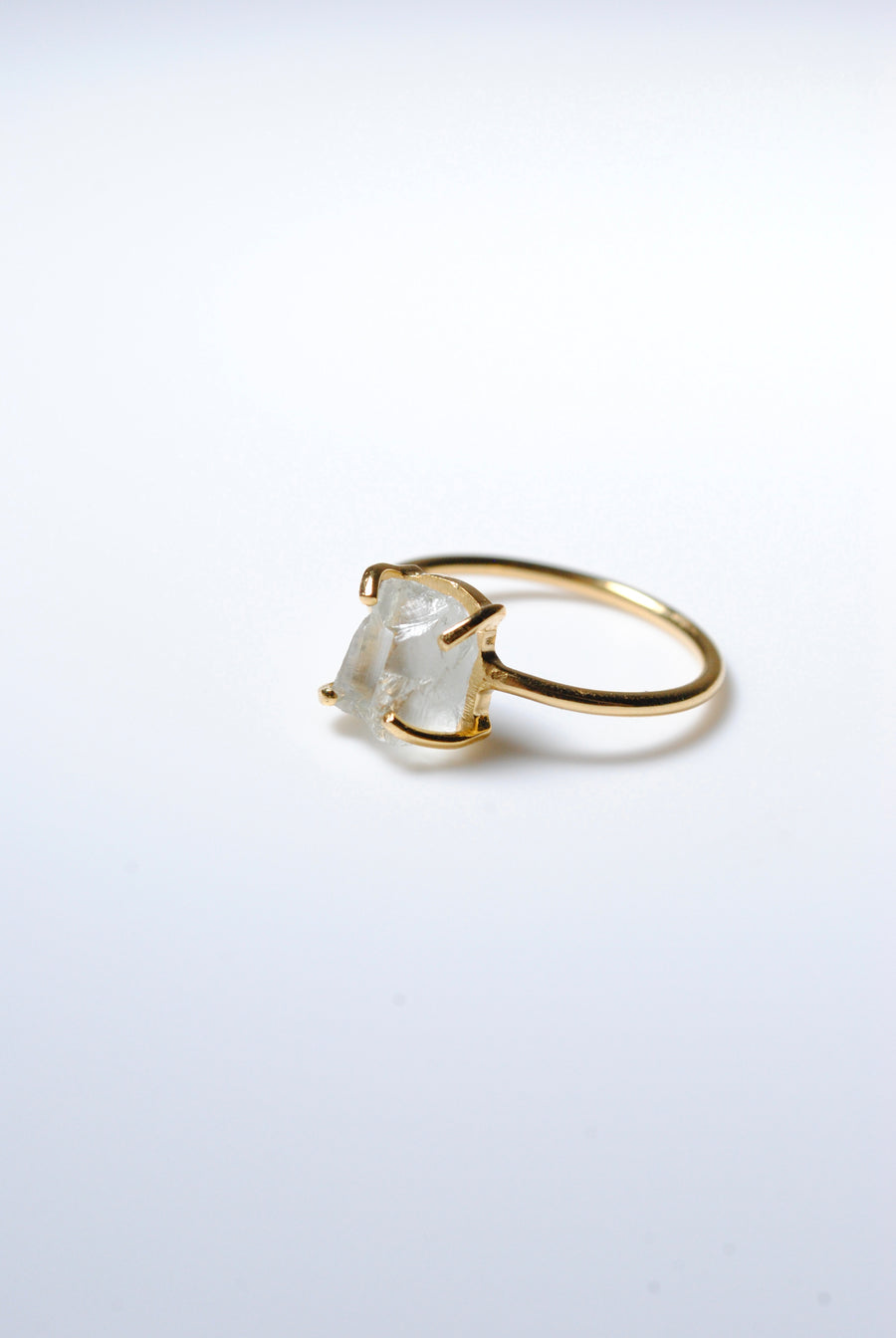 (Green amethyst/gold) rough stone ring