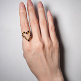 (ブラックオニキス/gold) bubble heart ring