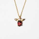 (ガーネット&モアサナイト/gold) garden bee necklace
