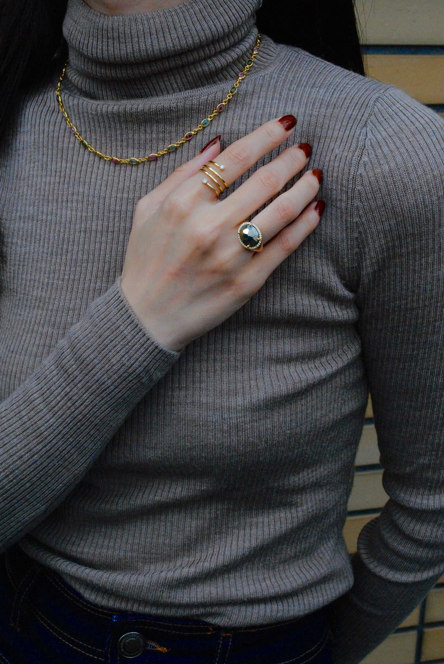 (マルチトルマリン/gold) oval horizon CAB eternity necklace