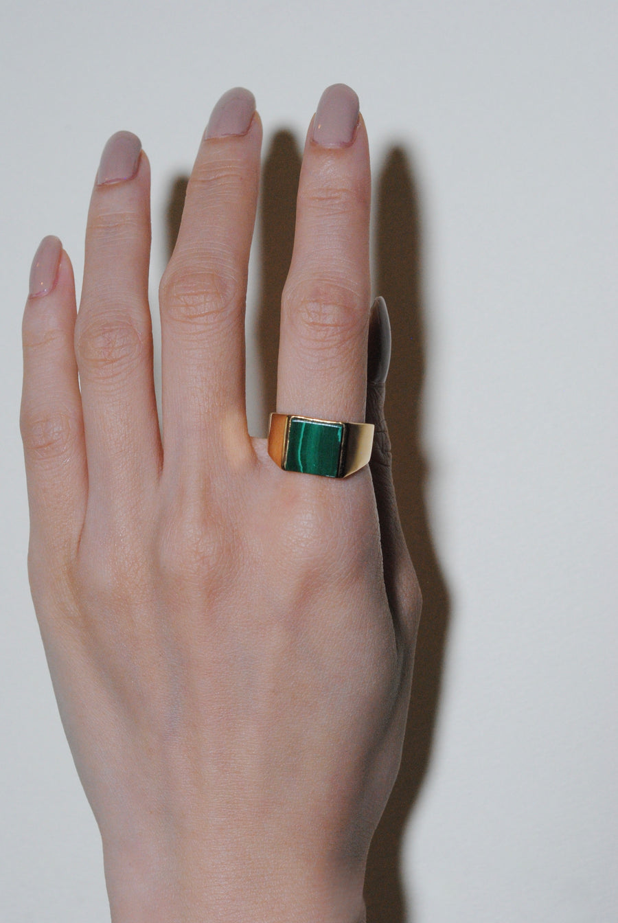 (マラカイト/gold) unisex block ring