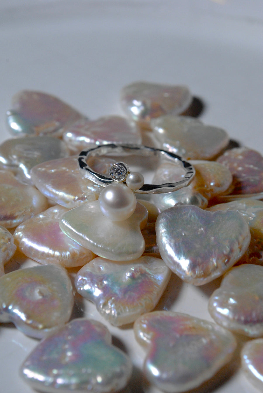 (パール_モアサナイト/silver) astra orbit  ring