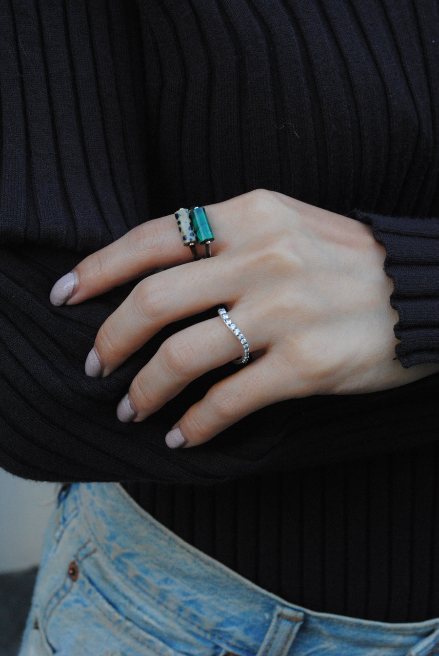 (ダルメシアンジャスパー/gold) rolling ring