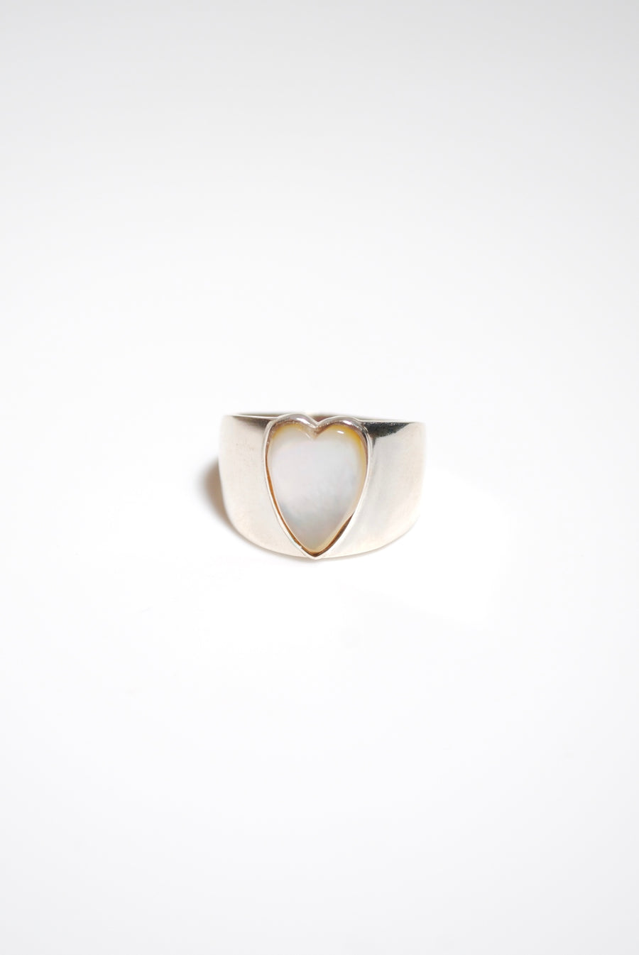 (マザーオブパール/silver) long heart rough ring