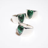 (マラカイト/silver) long heart rough ring