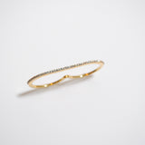 (モアサナイト/gold) straight bar double finger ring