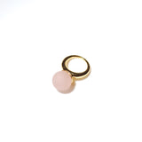 (マットローズクオーツ/gold) acorn ball ring
