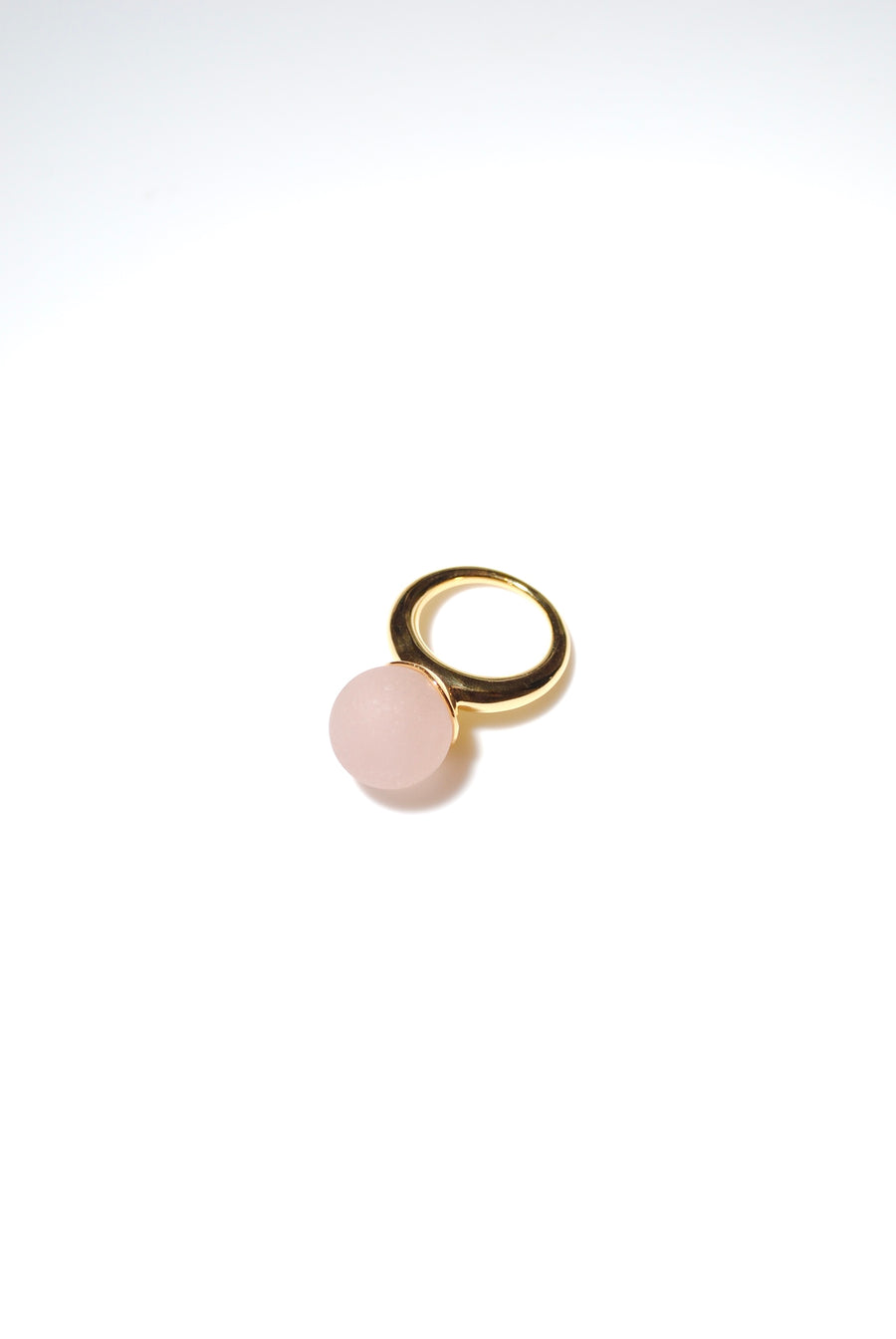 (マットローズクオーツ/gold) acorn ball ring