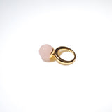 (マットローズクオーツ/gold) acorn ball ring