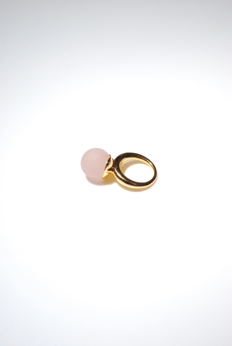 (マットローズクオーツ/gold) acorn ball ring