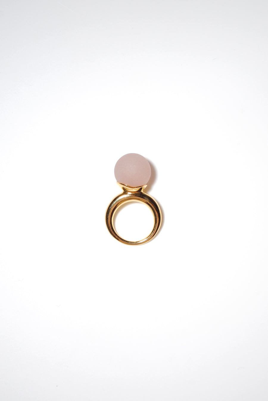 (マットローズクオーツ/gold) acorn ball ring