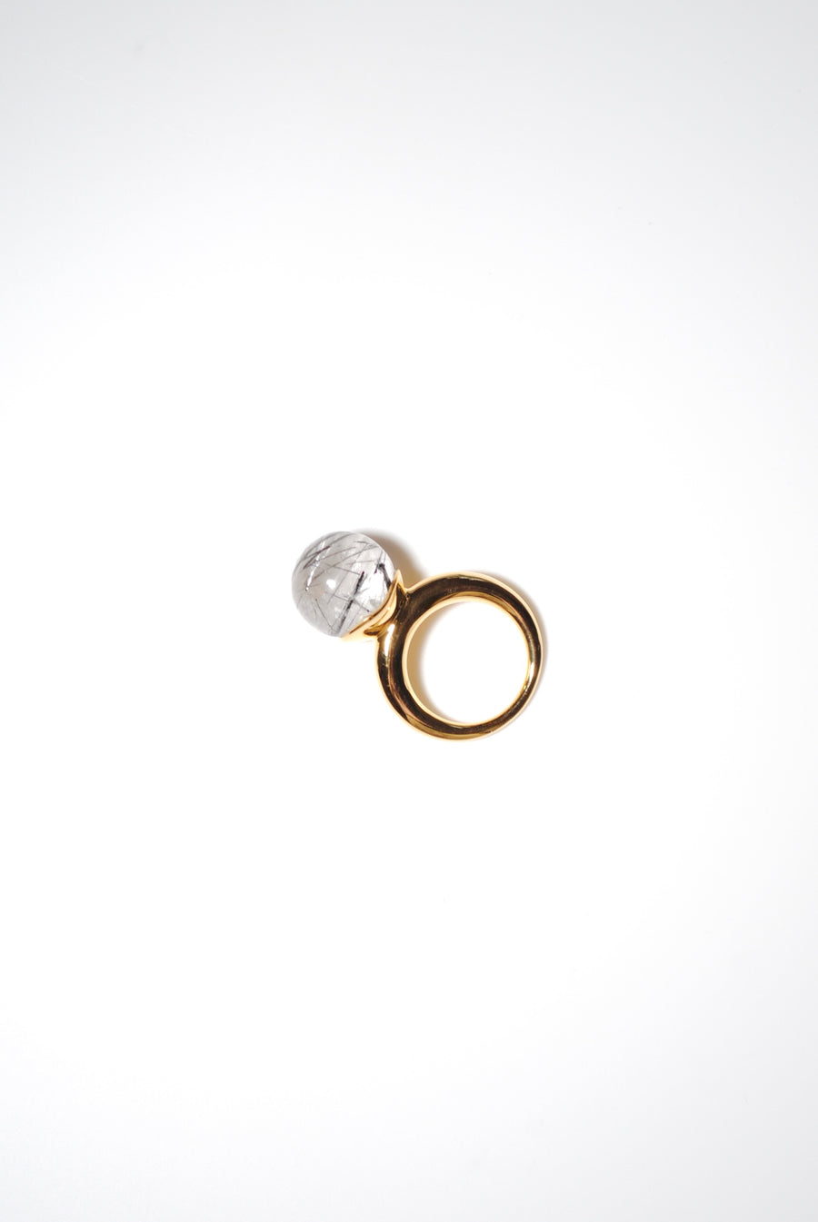 (ブラックルチル/gold) acorn ball ring