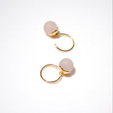 (マットローズクオーツ/gold) acorn ball earring
