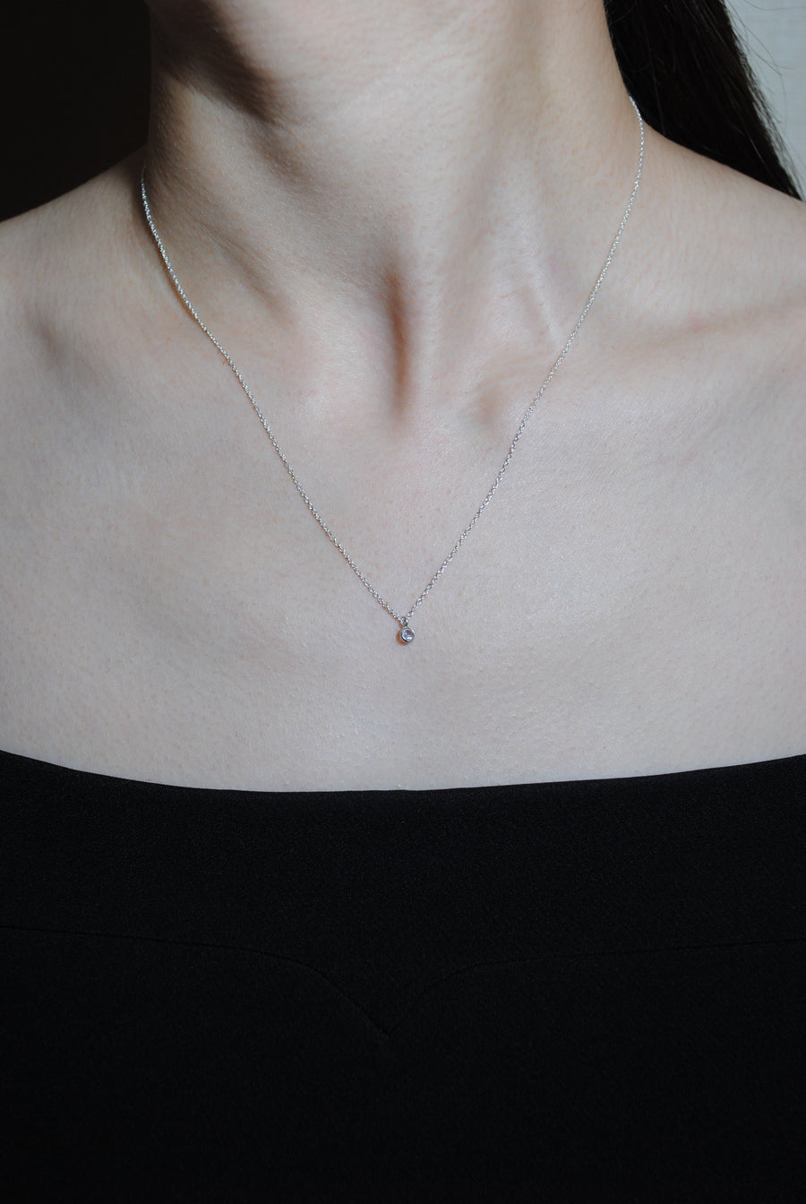 (アクアマリン/gold-silver) birth pinky necklace【3月誕生石】