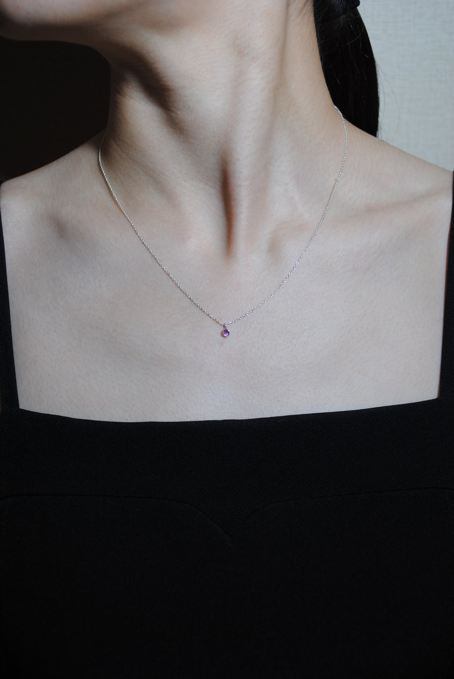 (アメジスト/gold-silver) birth pinky necklace【2月誕生石】