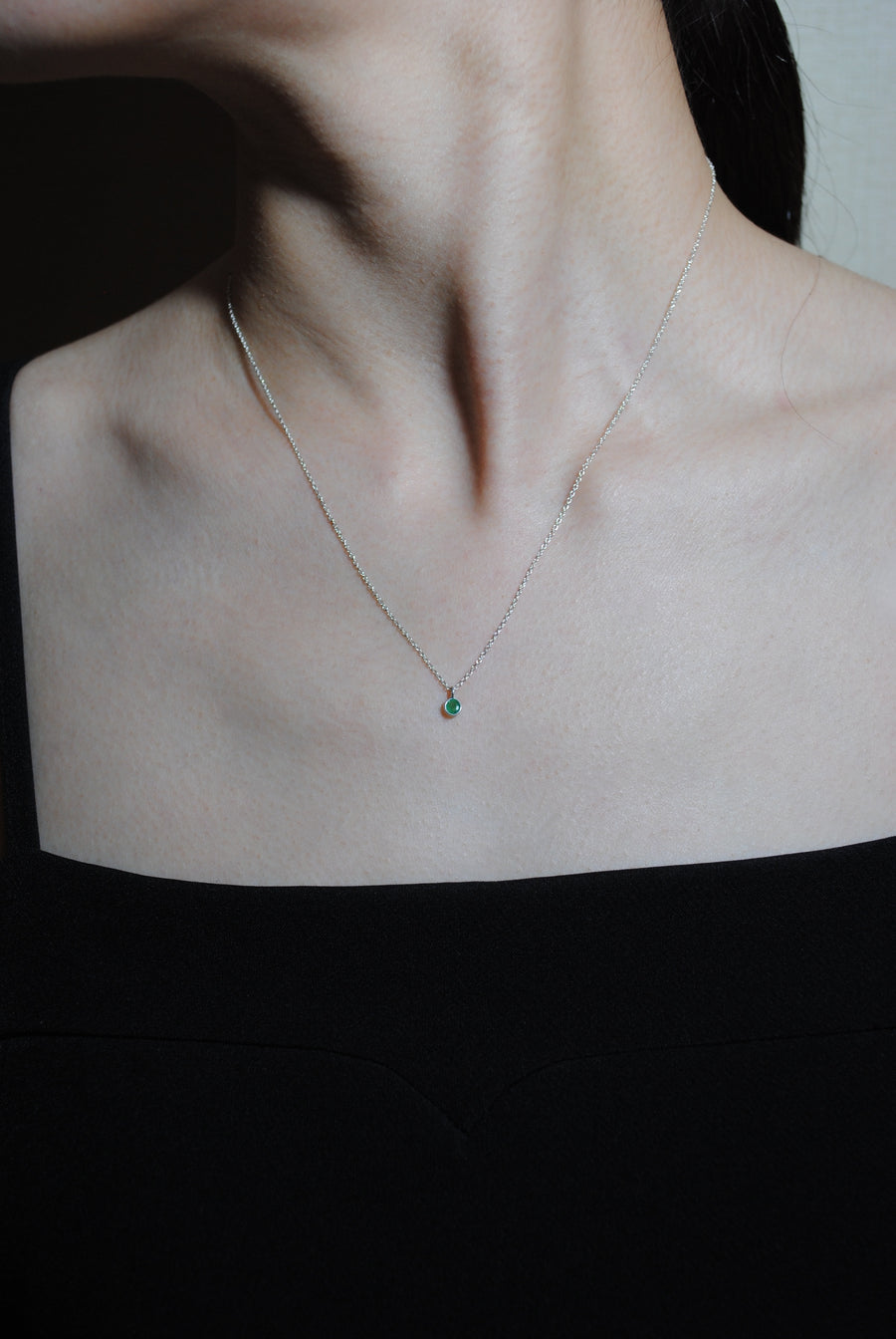 (エメラルド/gold-silver) birth pinky necklace【5月誕生石】