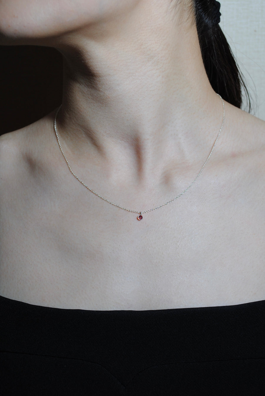 (ガーネット/gold-silver) birth pinky necklace【1月誕生石】
