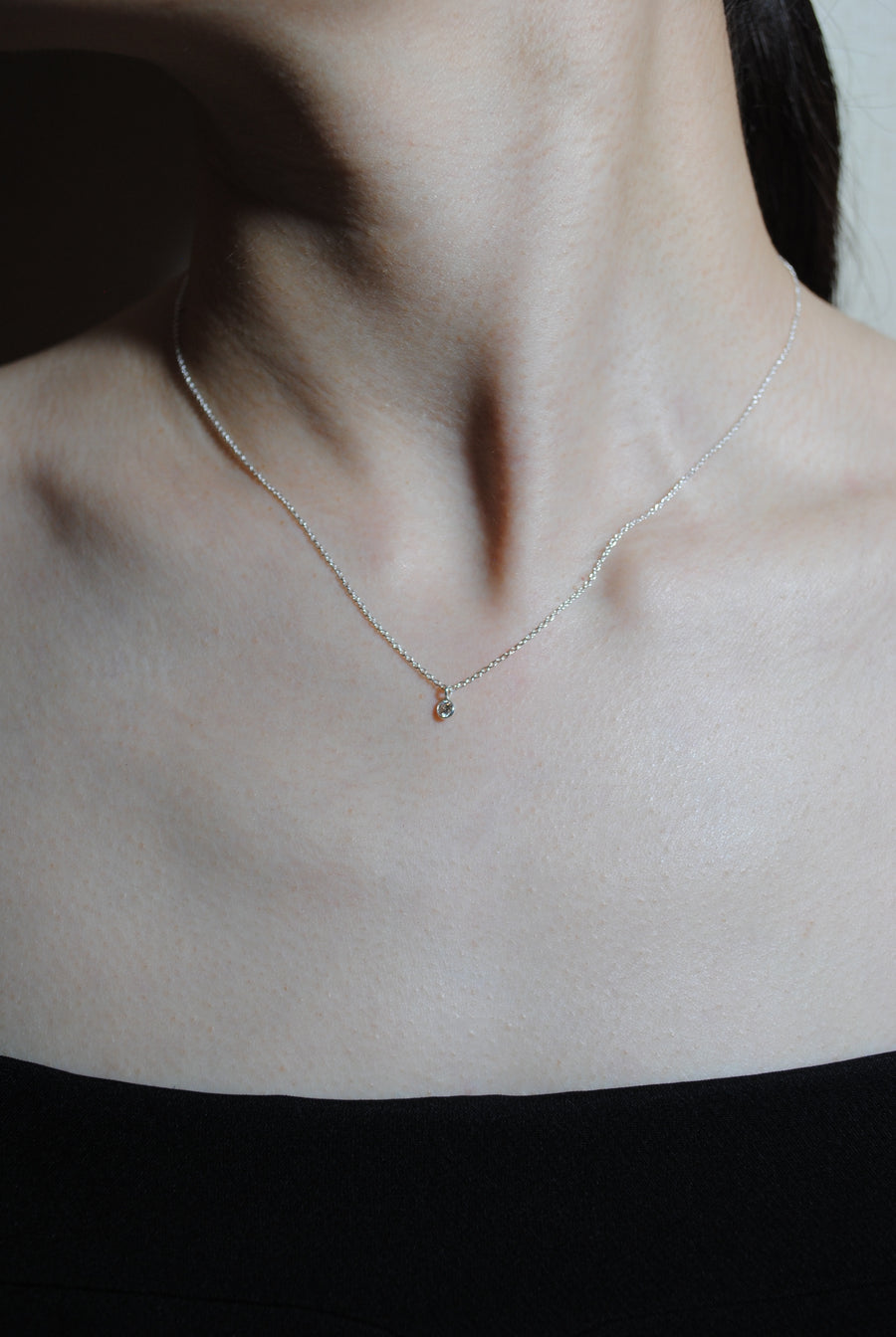 (モアサナイト/gold-silver) birth pinky necklace【4月誕生石】