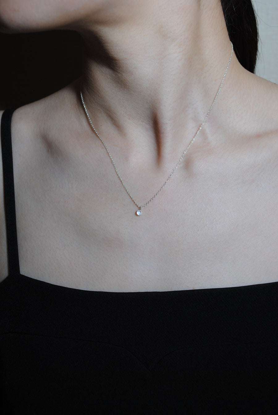 (レインボームーンストーン/gold-silver) birth pinky necklace【6月誕生石】