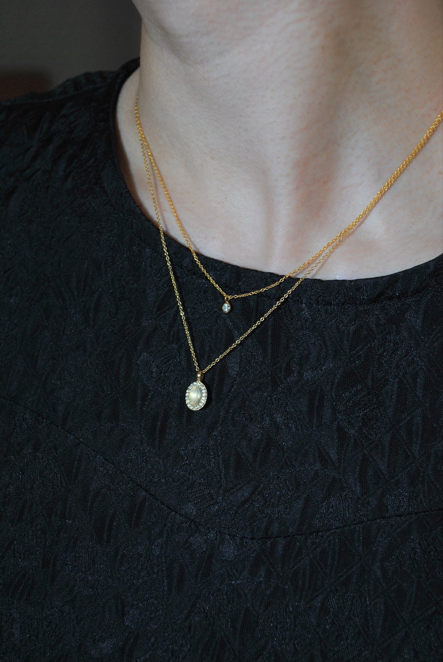 (アクアマリン/gold-silver) birth pinky necklace【3月誕生石】