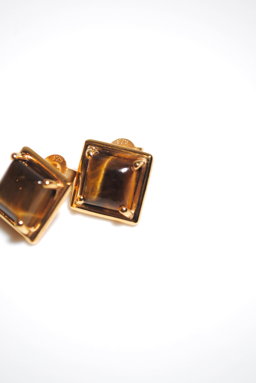 (タイガーアイ/gold) rope around square pierce