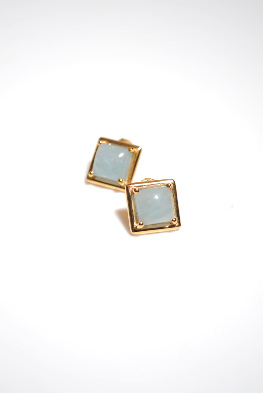 (ミルキーアクアマリン/gold) rope around square pierce