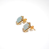 (ミルキーアクアマリン/gold) rope around square pierce