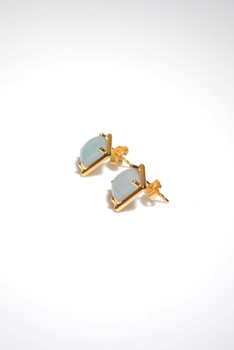 (ミルキーアクアマリン/gold) rope around square pierce
