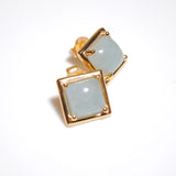 (ミルキーアクアマリン/gold) rope around square pierce