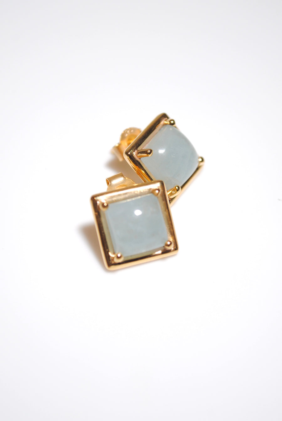 (ミルキーアクアマリン/gold) rope around square pierce