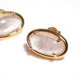 (ローズクオーツ/gold) rope around oval pierce