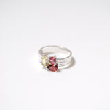 (レモンクオーツ_ピンクトルマリン_ガーネット/silver) trio phool ring