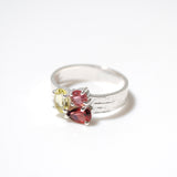 (レモンクオーツ_ピンクトルマリン_ガーネット/silver) trio phool ring