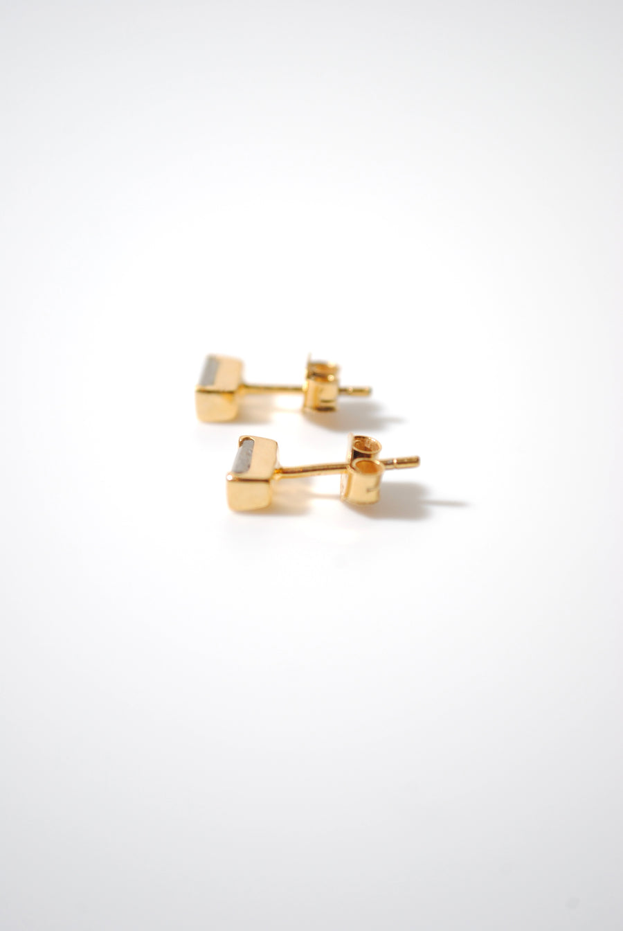 (ラブラドライト/gold) mini rect boad earring