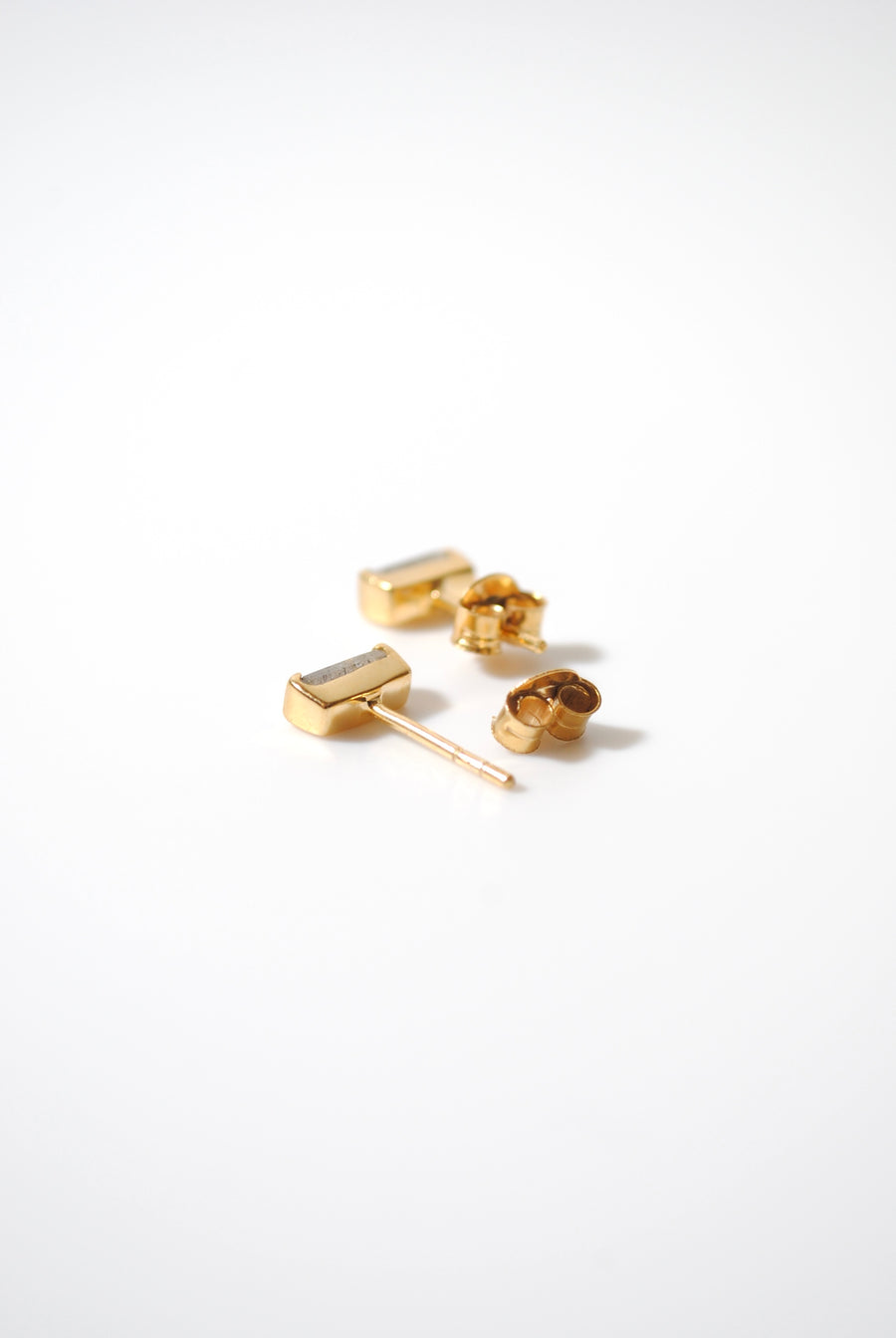 (ラブラドライト/gold) mini rect boad earring