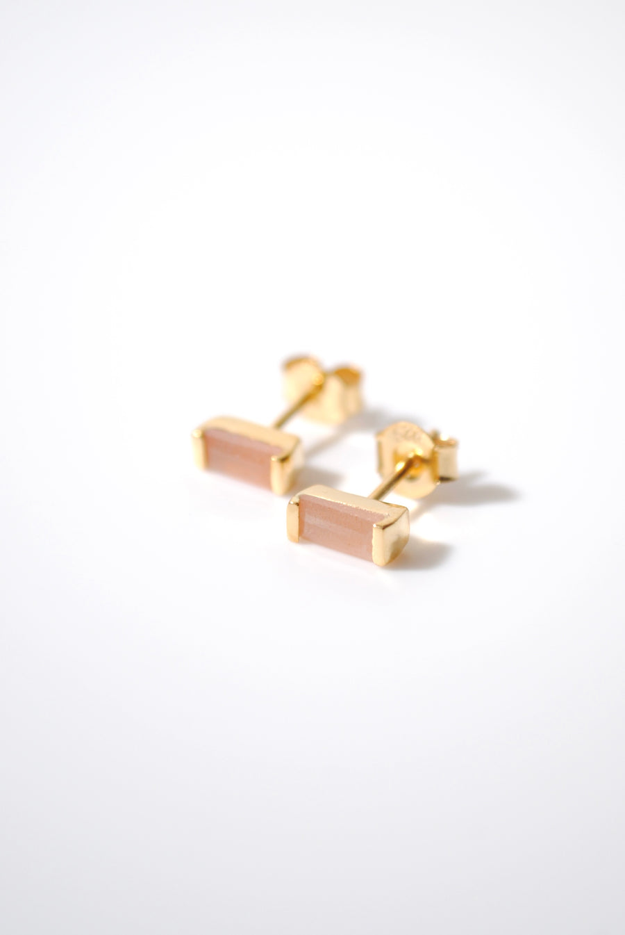 (ピーチムーンストーン/gold) mini rect boad earring