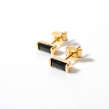 (ブラックオニキス/gold) mini rect boad earring