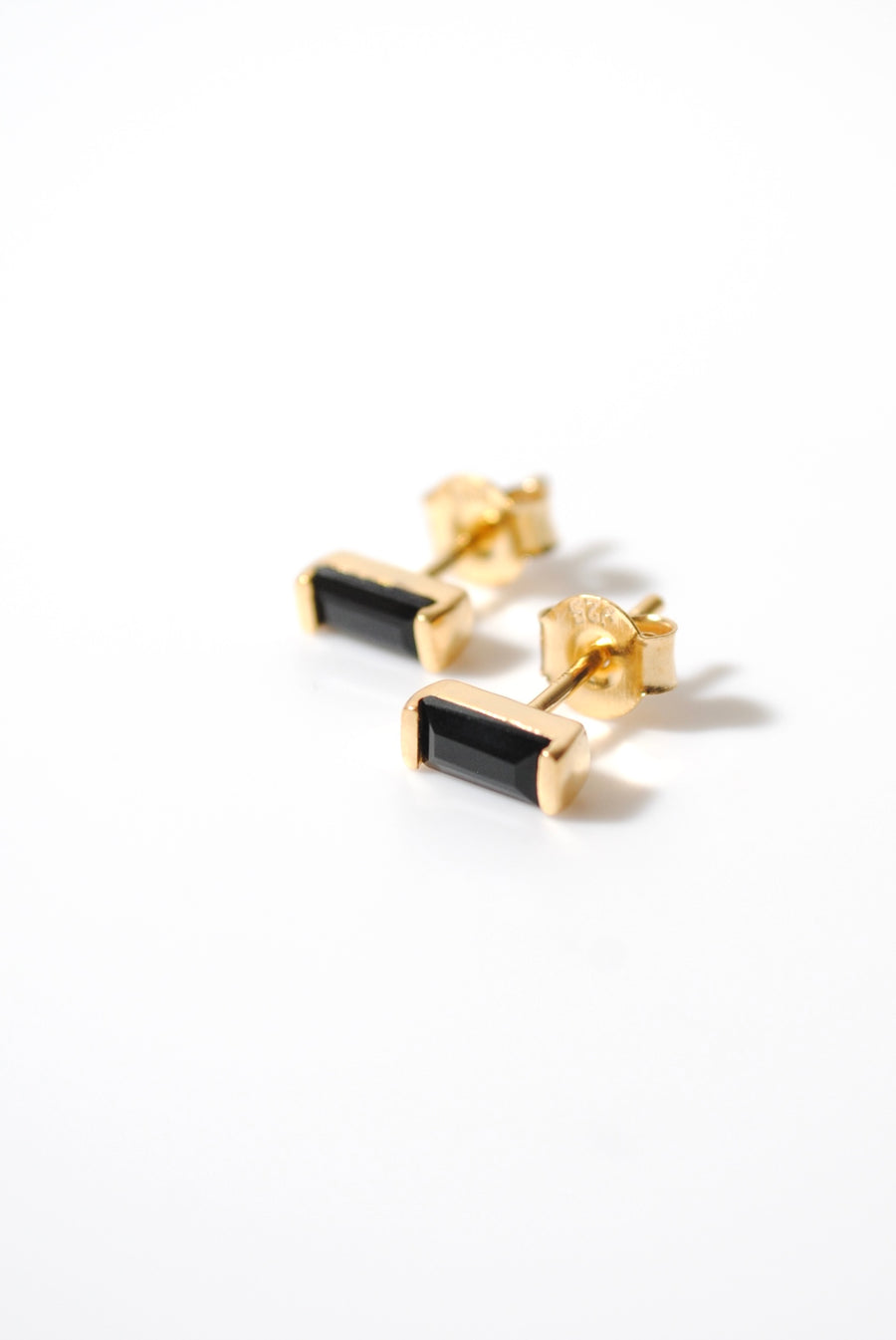 (ブラックオニキス/gold) mini rect boad earring