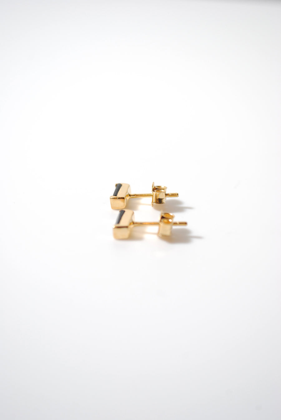 (ブラックオニキス/gold) mini rect boad earring