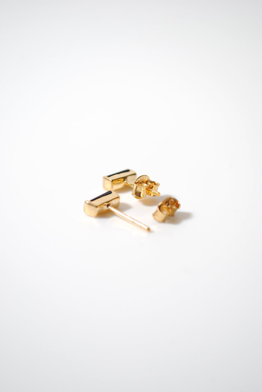 (ブラックオニキス/gold) mini rect boad earring