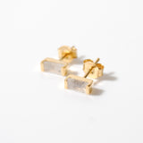 (レインボームーンストーン/gold) mini rect boad earring
