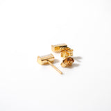 (レインボームーンストーン/gold) mini rect boad earring