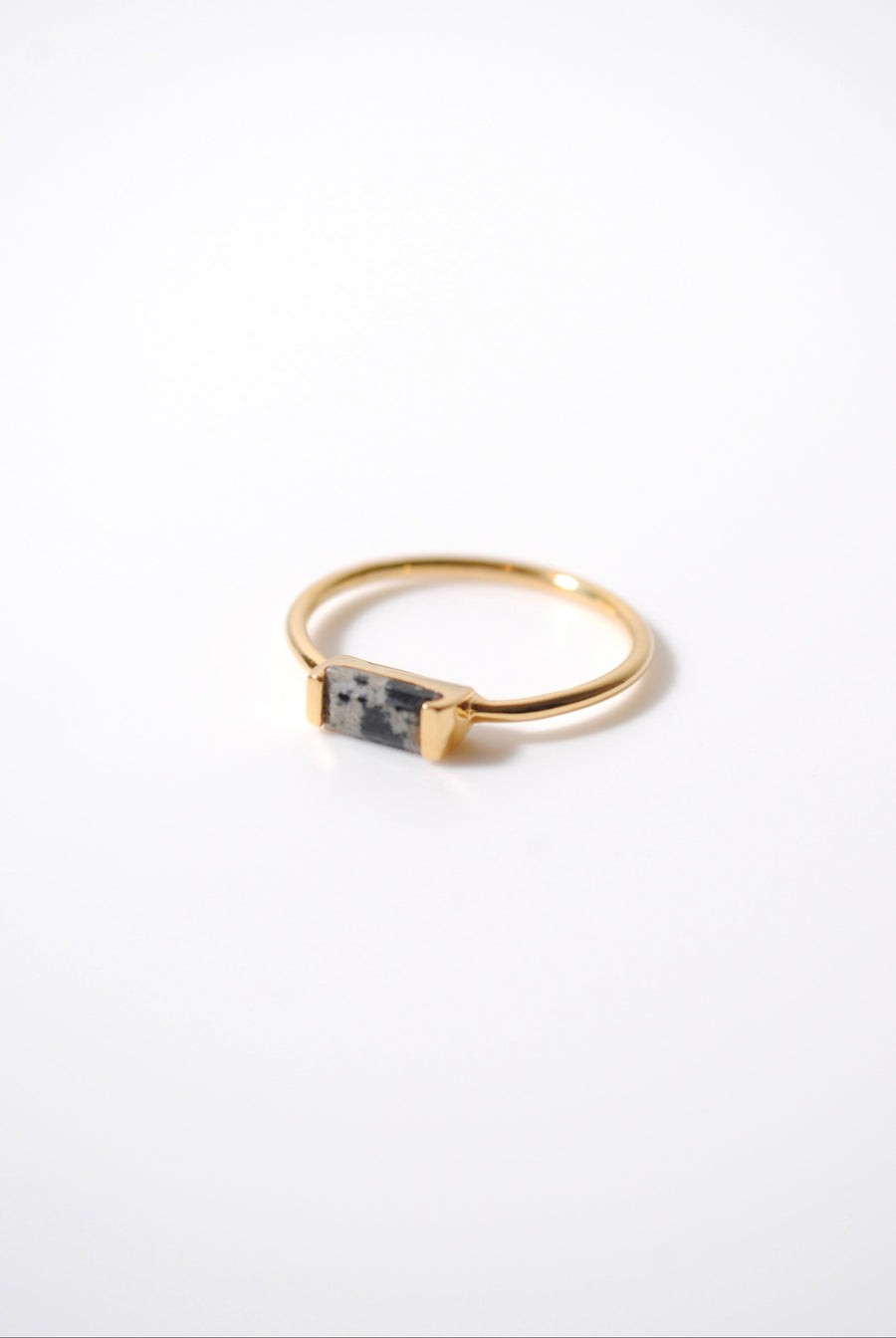 (ダルメシアンジャスパー/gold) mini rect boad ring